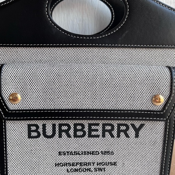 BURBERRY Horseferry Logo Canvas and Leather Pocket Bag - Picture 5 of 14